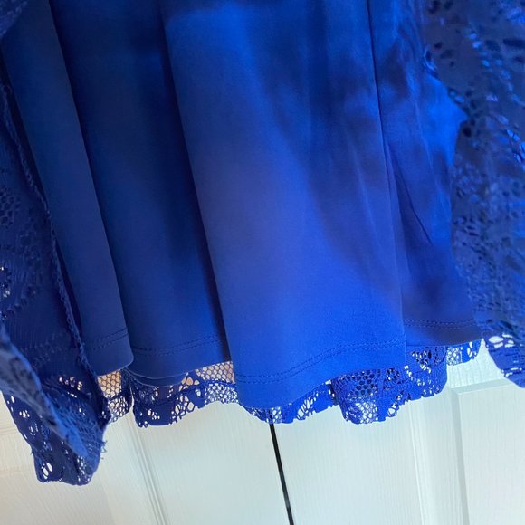 London Times Blue Lace Dress - Size 4P - Picture 13 of 16